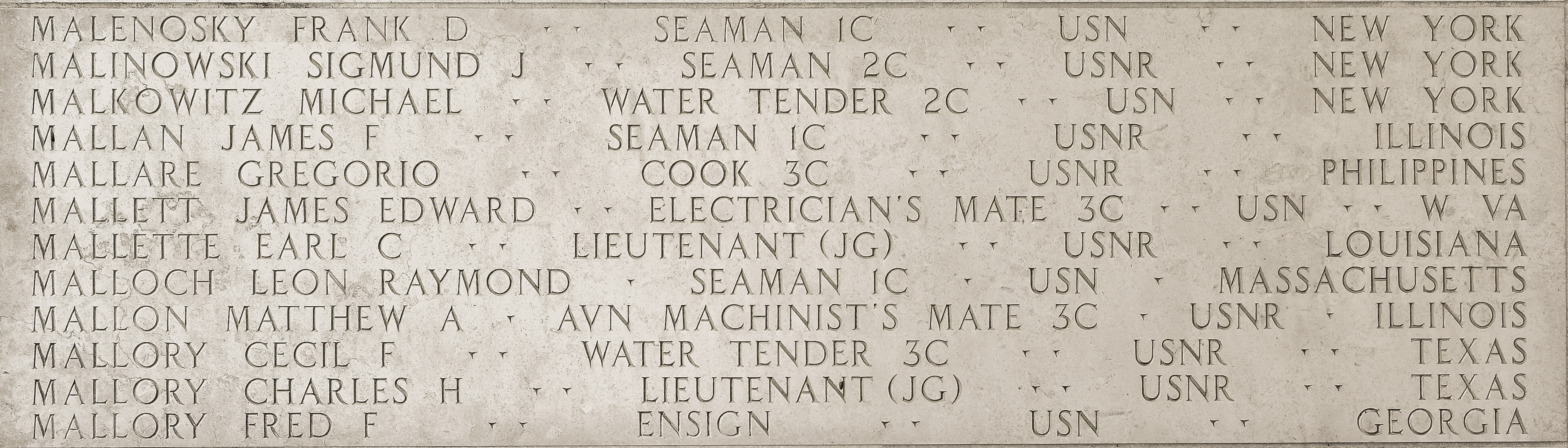 James Edward Mallett, Electrician's Mate Third Class